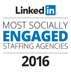 LinkedIn Most Socially Engaged Staffing Agencies award logo 2016